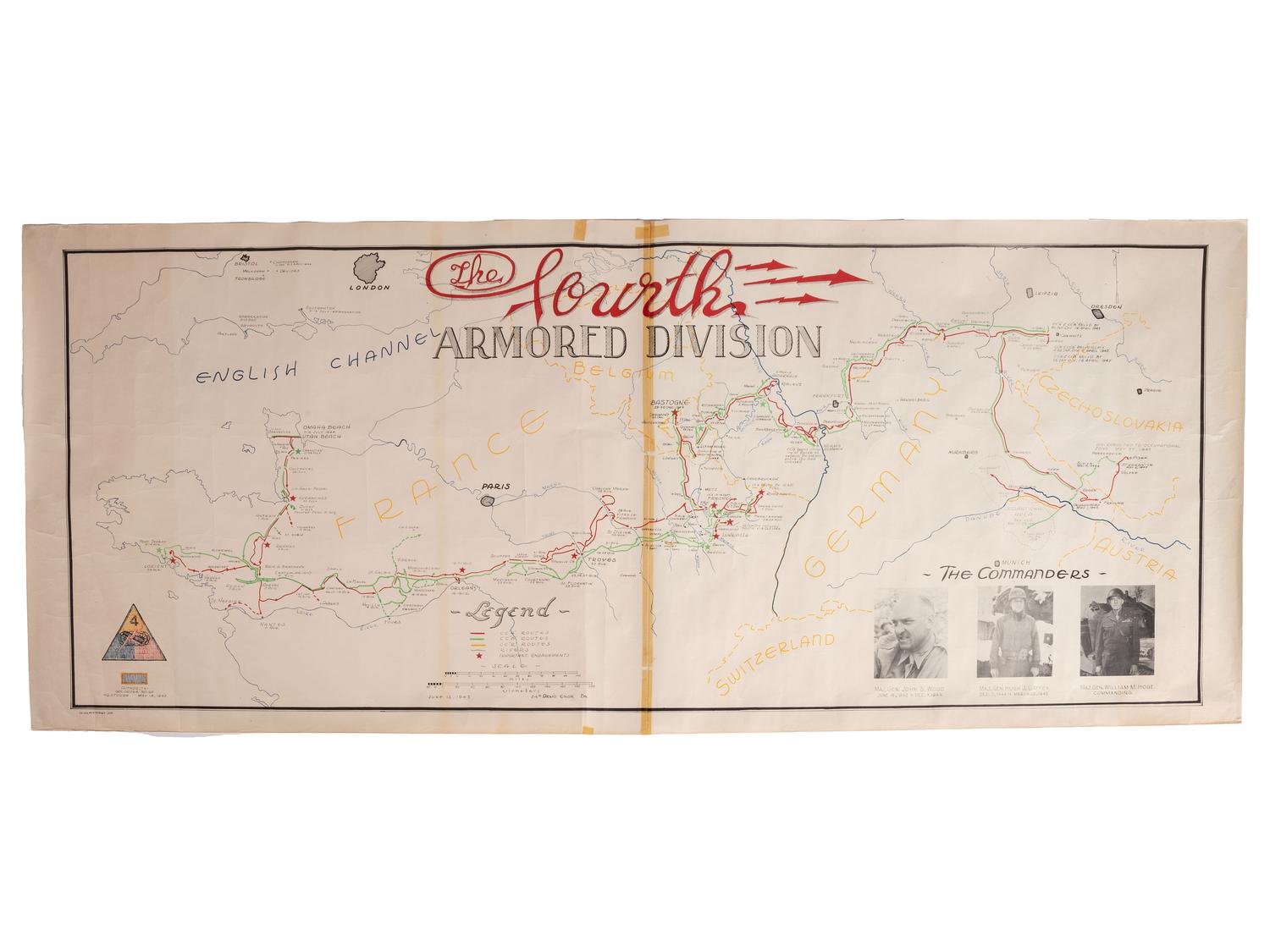 [World War II]. Maps of 4th Armored Division with Type EE binoculars.