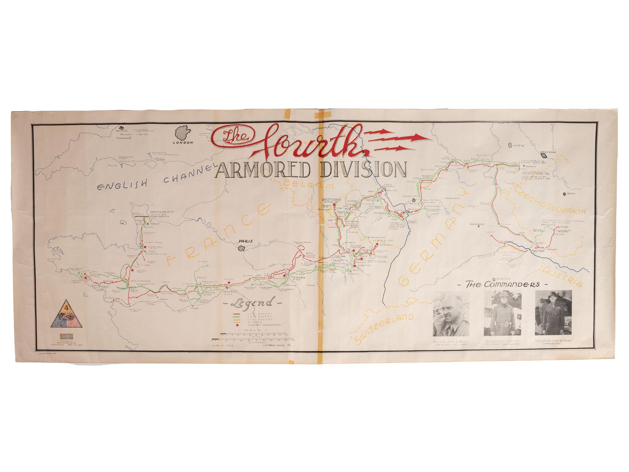 [World War II]. Maps of 4th Armored Division with Type EE binoculars.