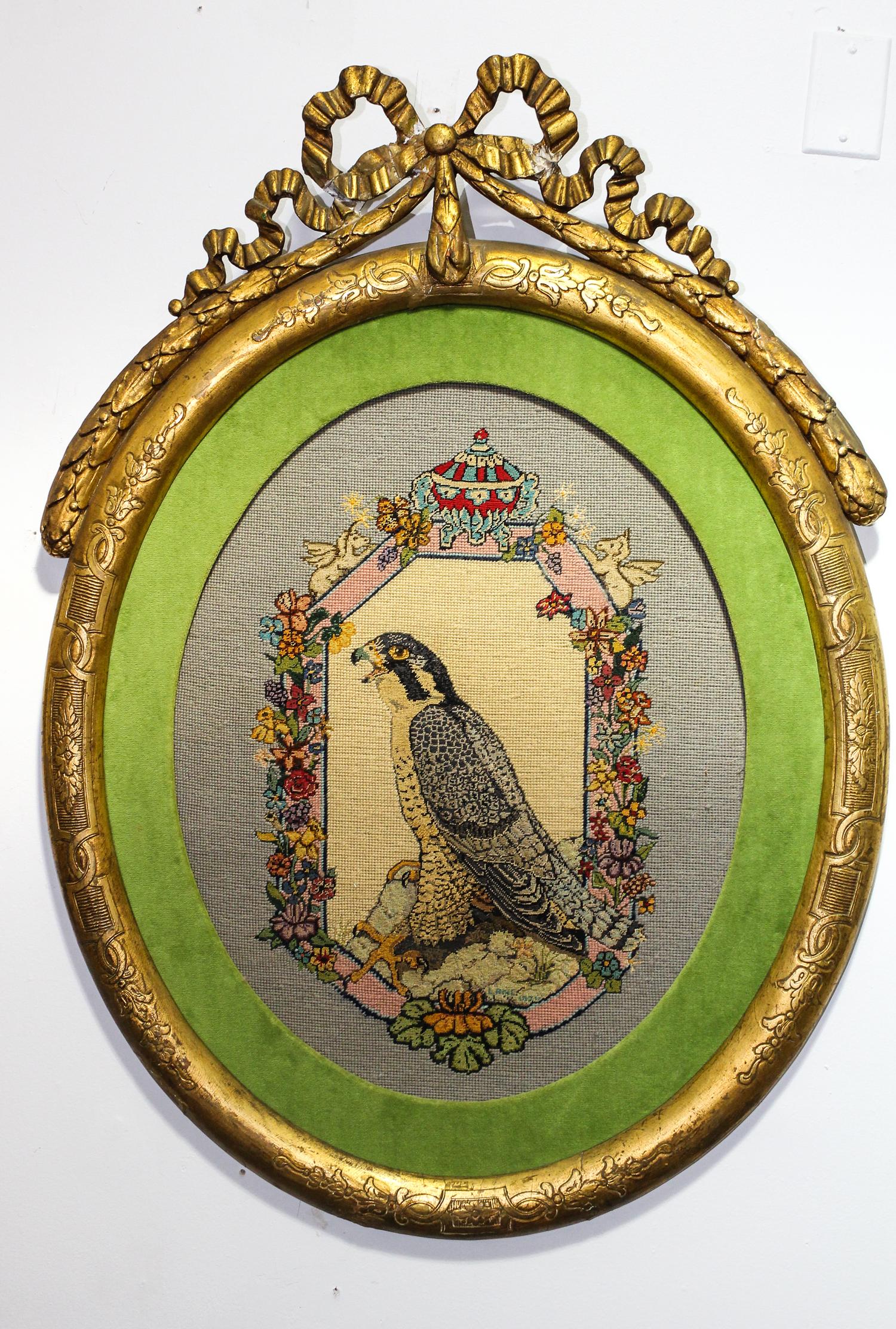 A Victorian Needlepoint Picture Height 41 x width 30 inches (framed). — LATE 19TH CENTURY