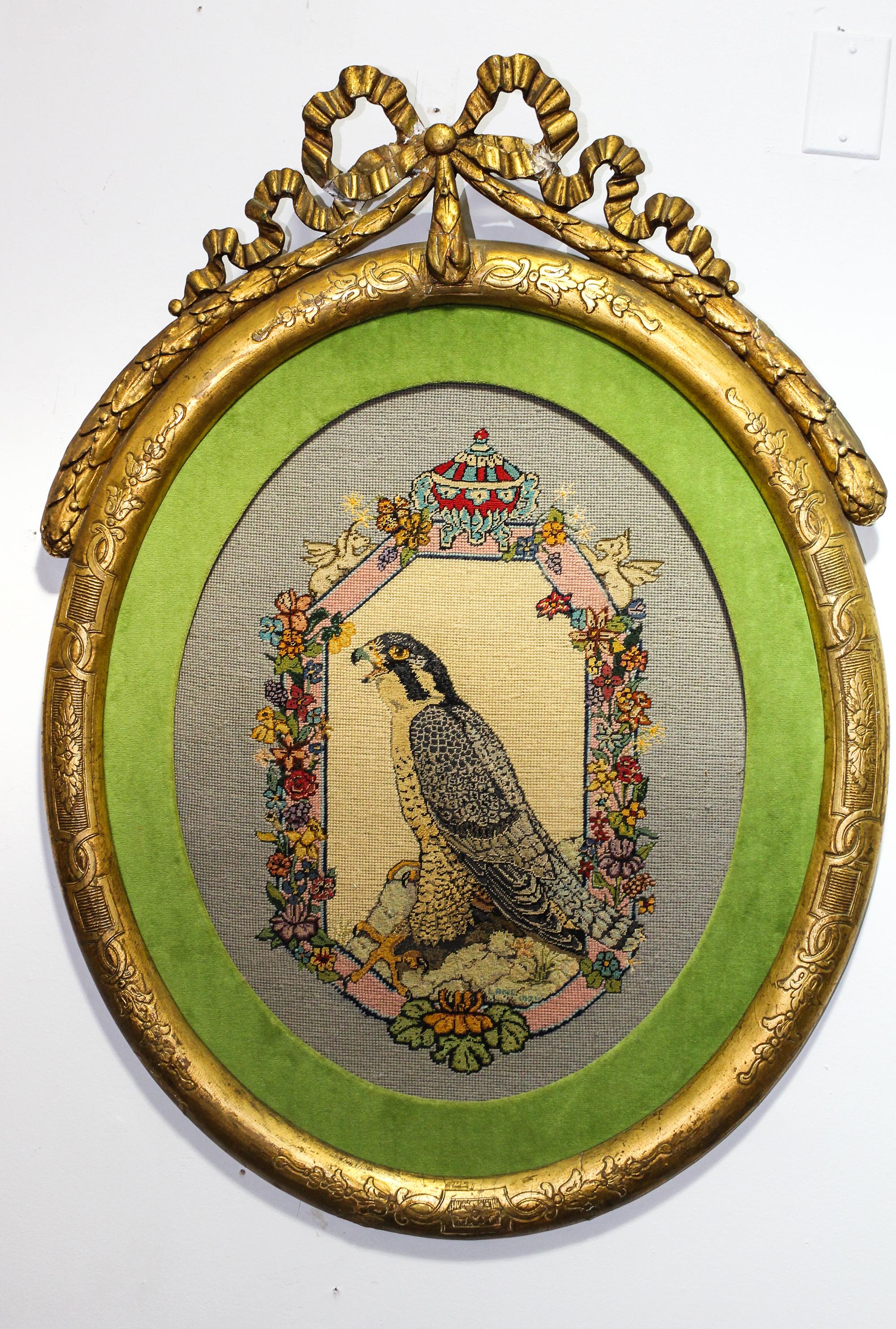 A Victorian Needlepoint Picture Height 41 x width 30 inches (framed). — LATE 19TH CENTURY