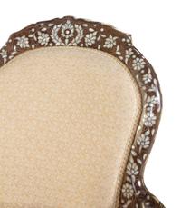 A Syrian Mother-of-Pearl and Metal Inlaid Walnut Settee