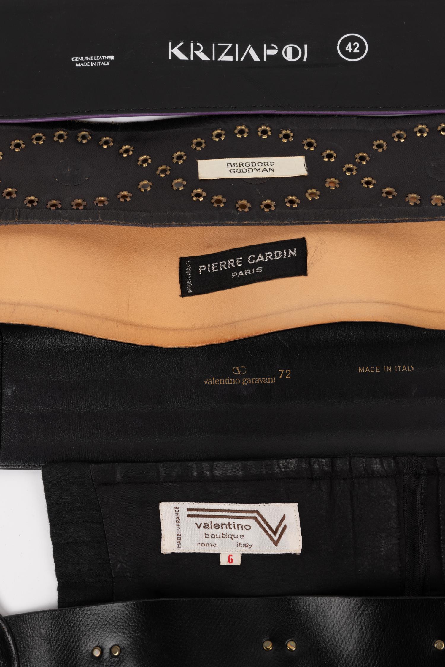 Six Designer Belts: One Cardin, One Krizia, Three Valentino, and One Givenchy, 1970-90s