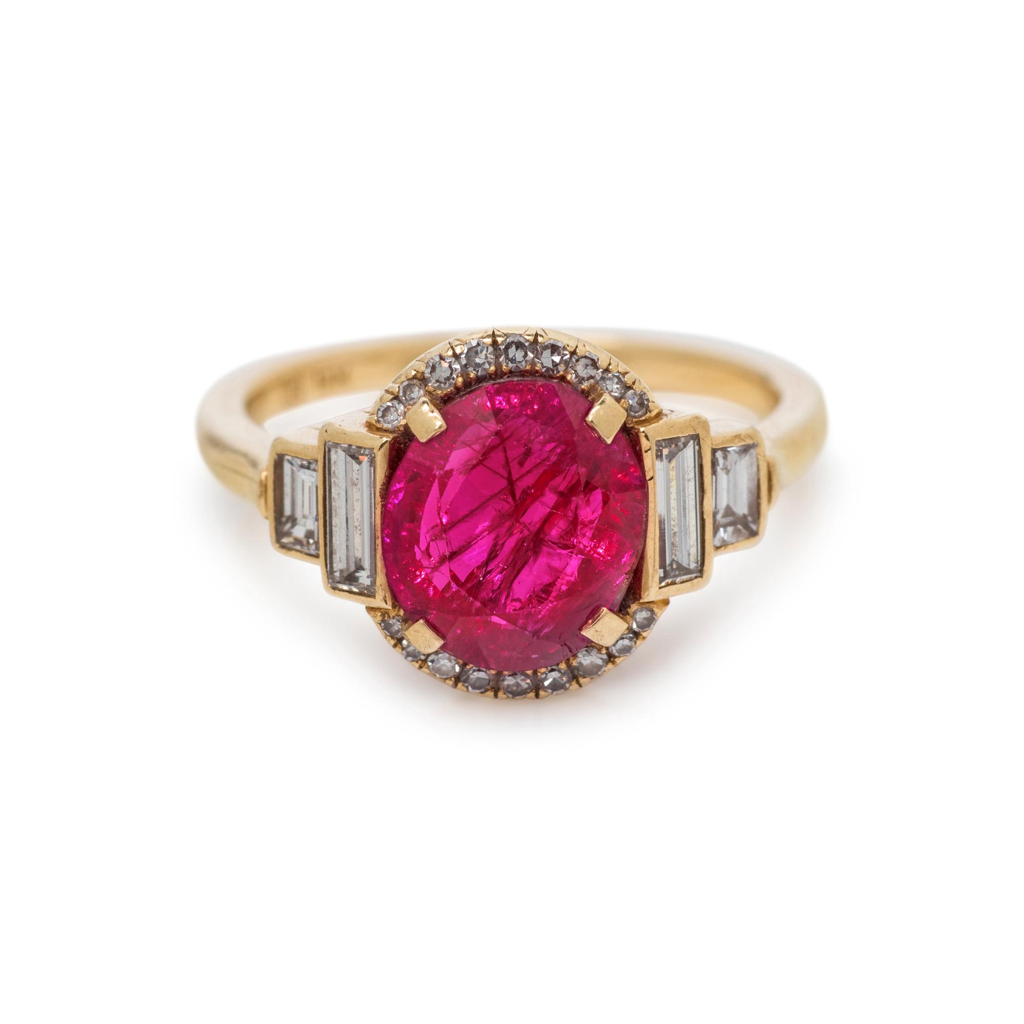 BURMESE RUBY AND DIAMOND RING