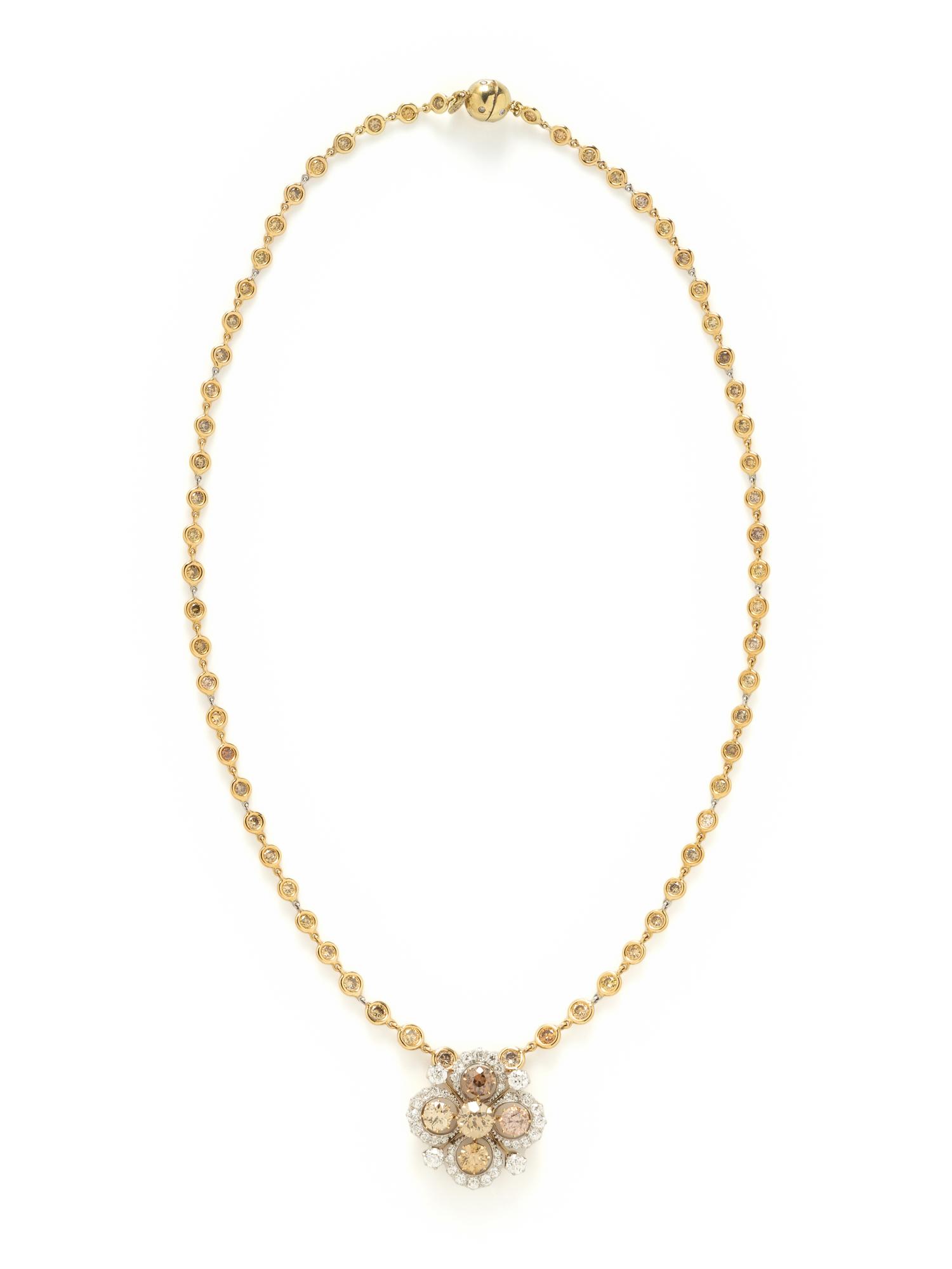 T. B. STARR, COLORED DIAMOND AND DIAMOND NECKLACE
