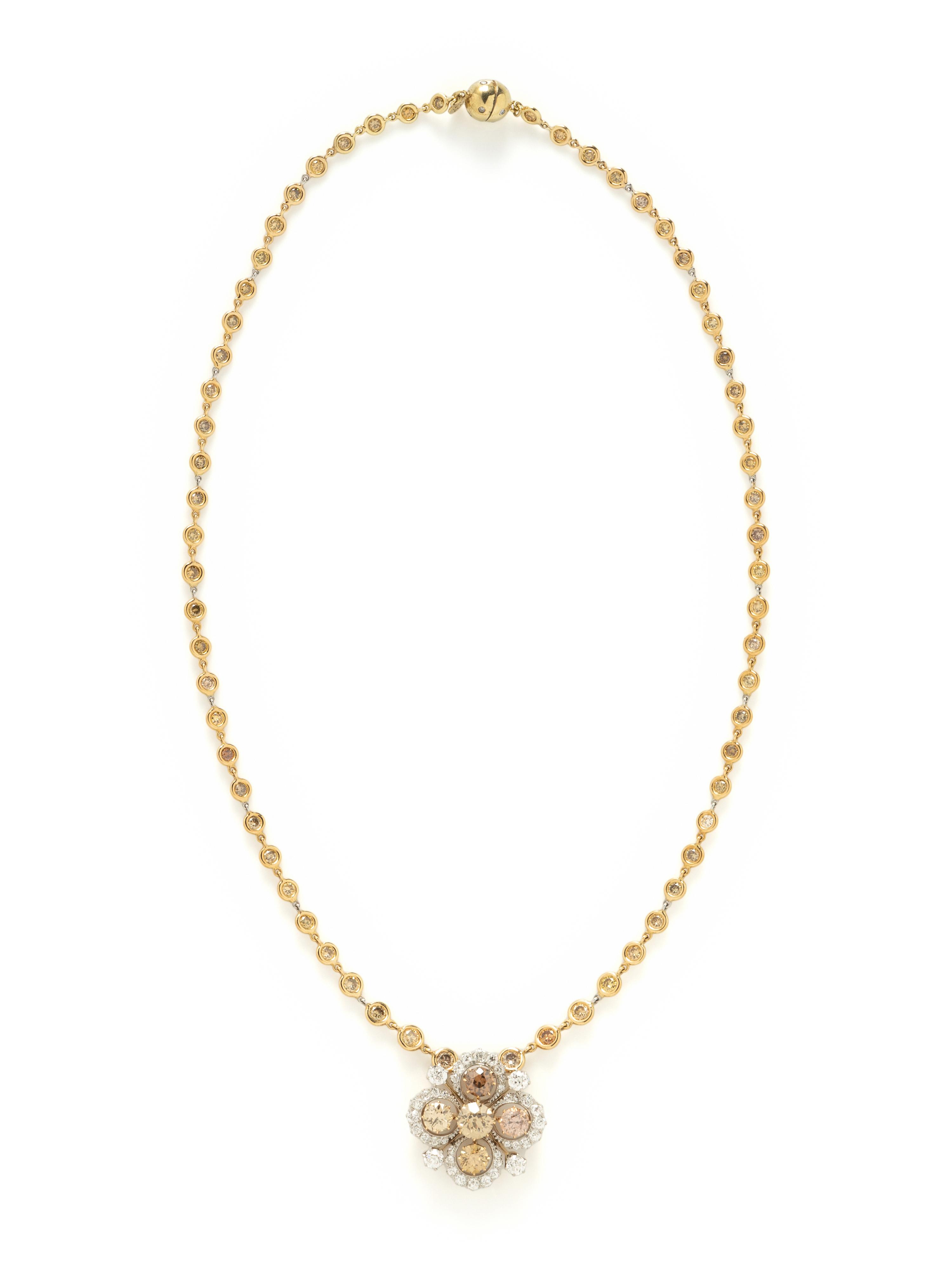T. B. STARR, COLORED DIAMOND AND DIAMOND NECKLACE