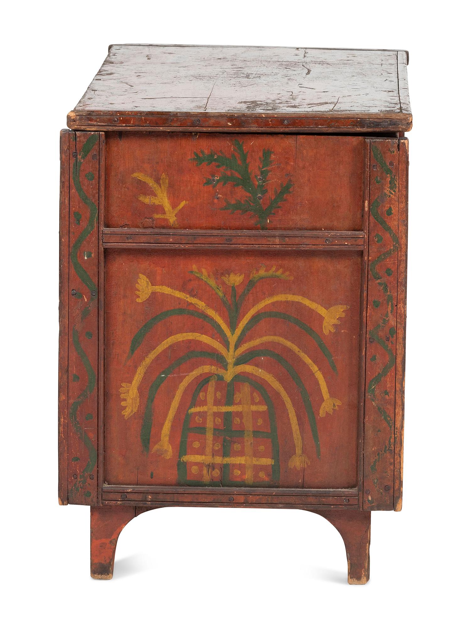 An African American Painted Cherrywood Blanket Chest