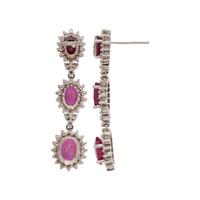 GLASS-FILLED RUBY AND DIAMOND EARRINGS