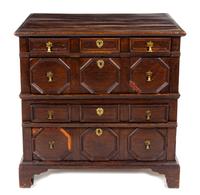 A Charles II Oak Chest of Drawers Height 38 1/4 x width 38 x depth 23 inches. — LATE 17TH/EARLY 18TH CENTURY