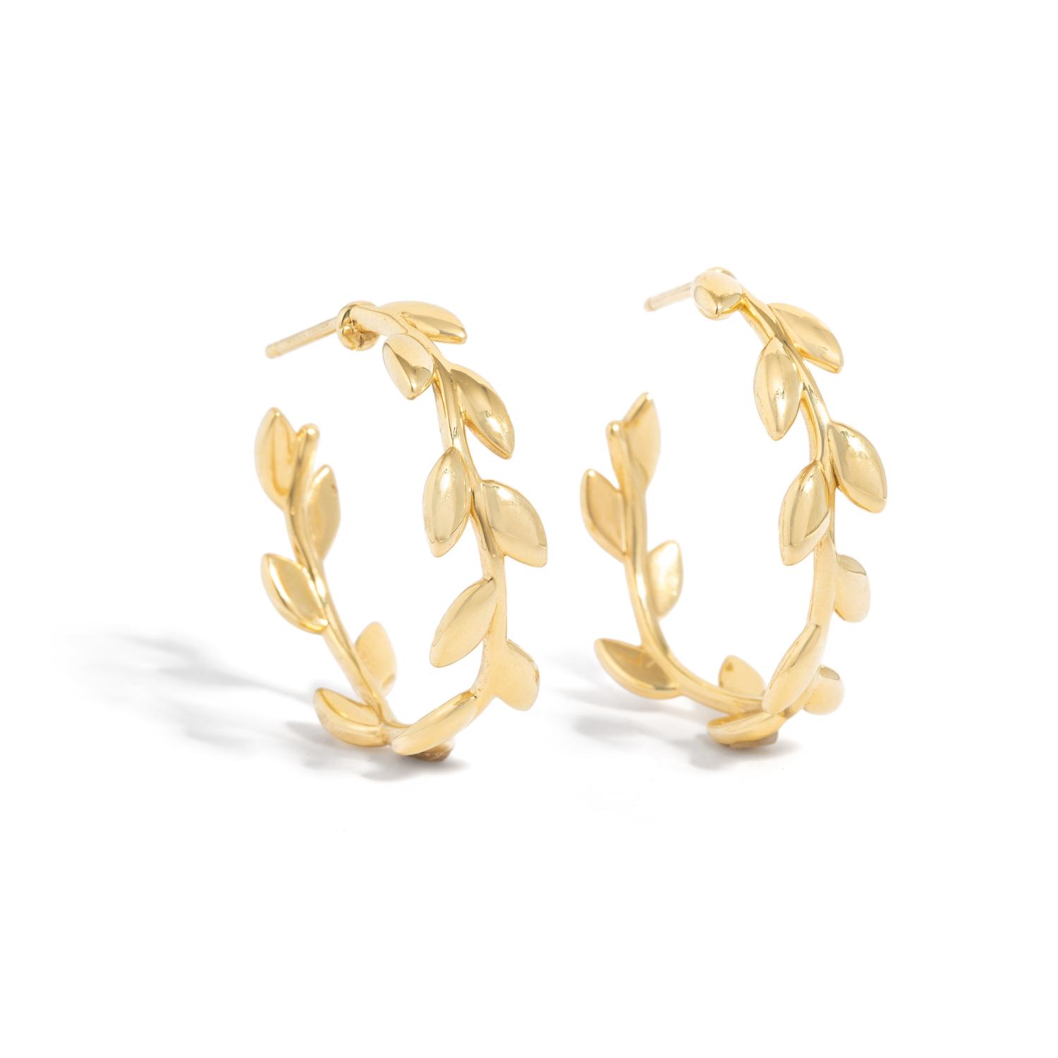 PALOMA PICASSO FOR TIFFANY & CO., YELLOW GOLD 'OLIVE LEAF' HOOP EARRINGS
