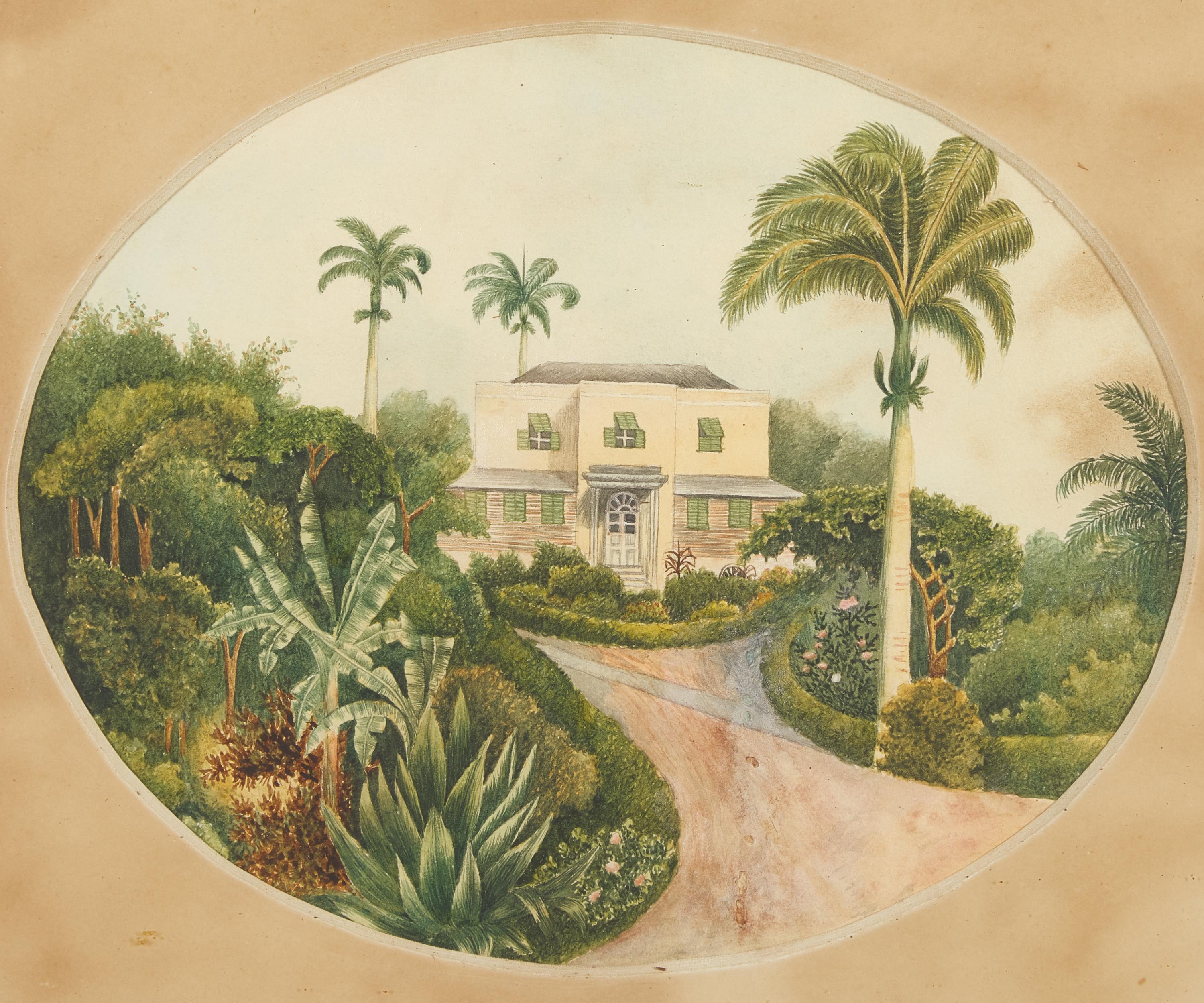 Anglo-Caribbean School, 18th / 19th Century — Two Rare Drawings of Welchman Hall Plantation: The Great House and Sugar Mill, St. Thomas Parish, Barbados