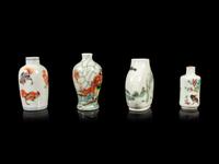 Four Chinese Famille Rose Porcelain Snuff Bottles