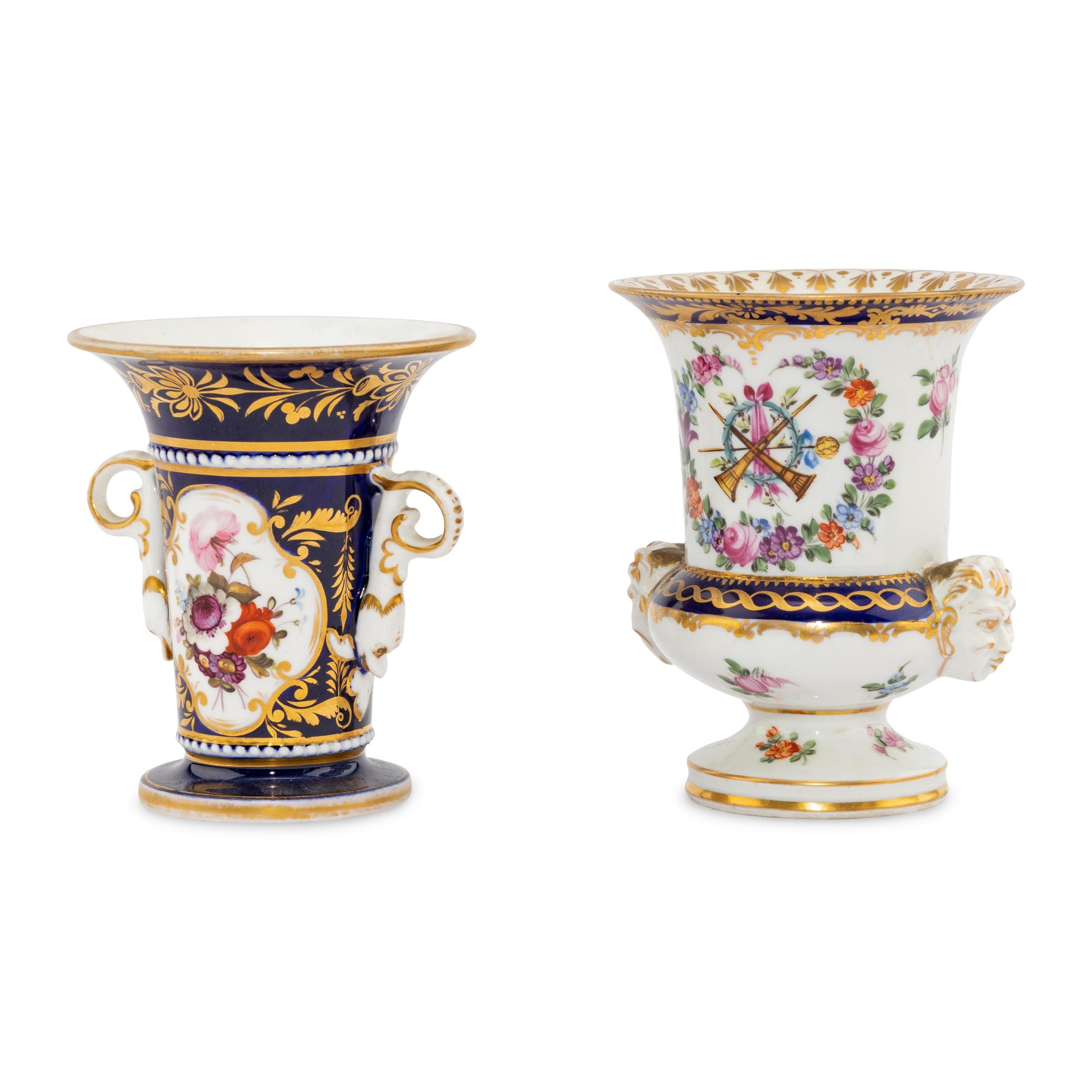 Two Sevres Style Porcelain Cabinet Vases