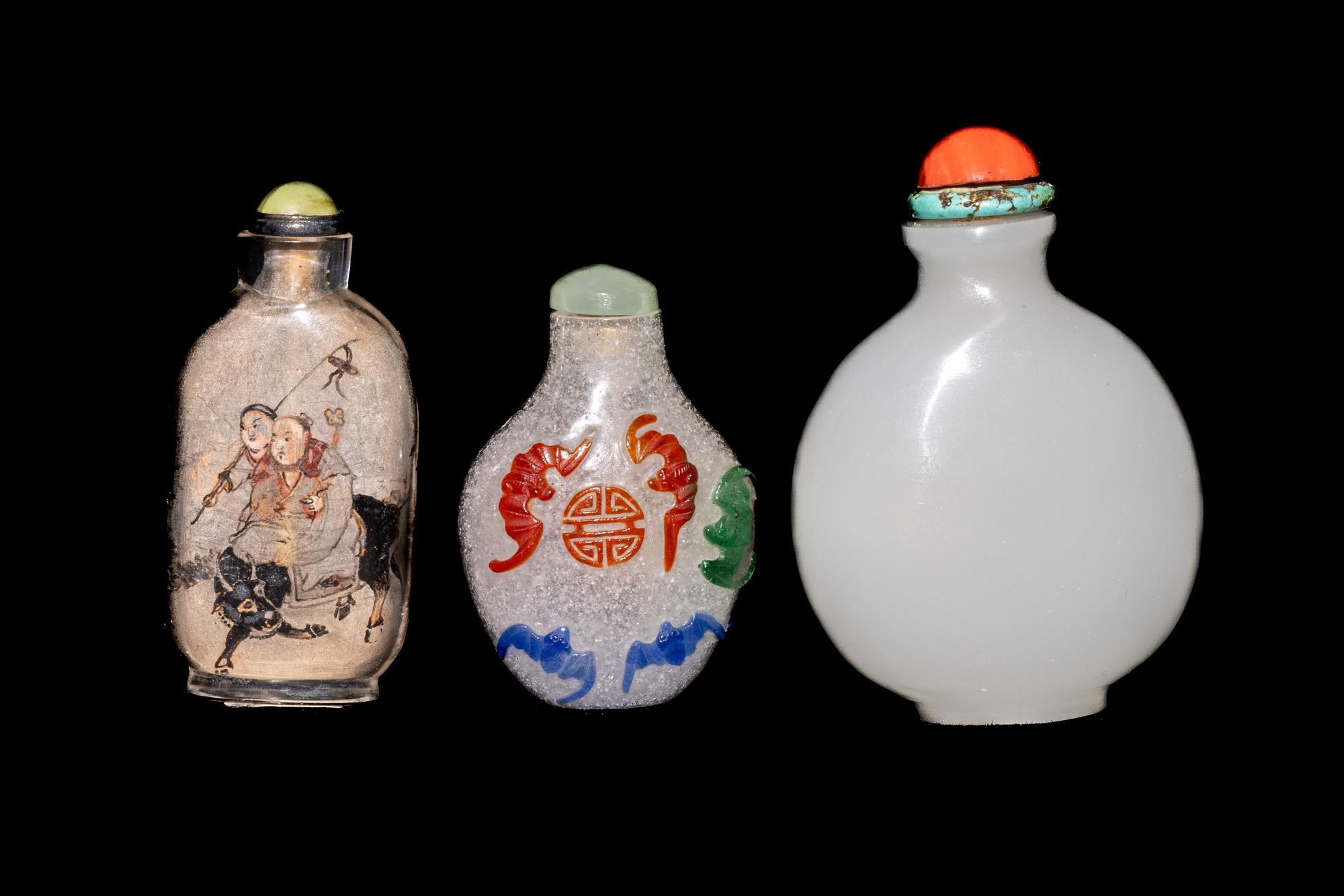 Three Chinese Glass Snuff Bottles
