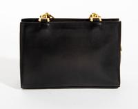 A Gianni Versace Black Leather Chain Shoulder Bag, 9.25" x 6.25" x 2.75"; Strap drop: 18.75".