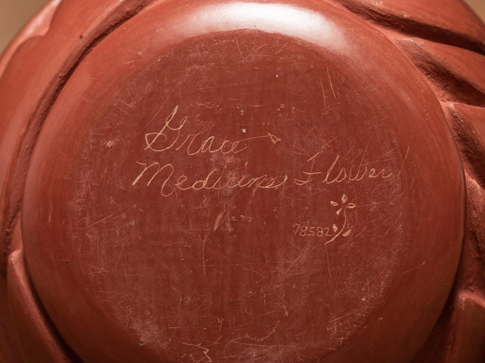 Sgraffito Pottery Perfume Container and Seed Jar