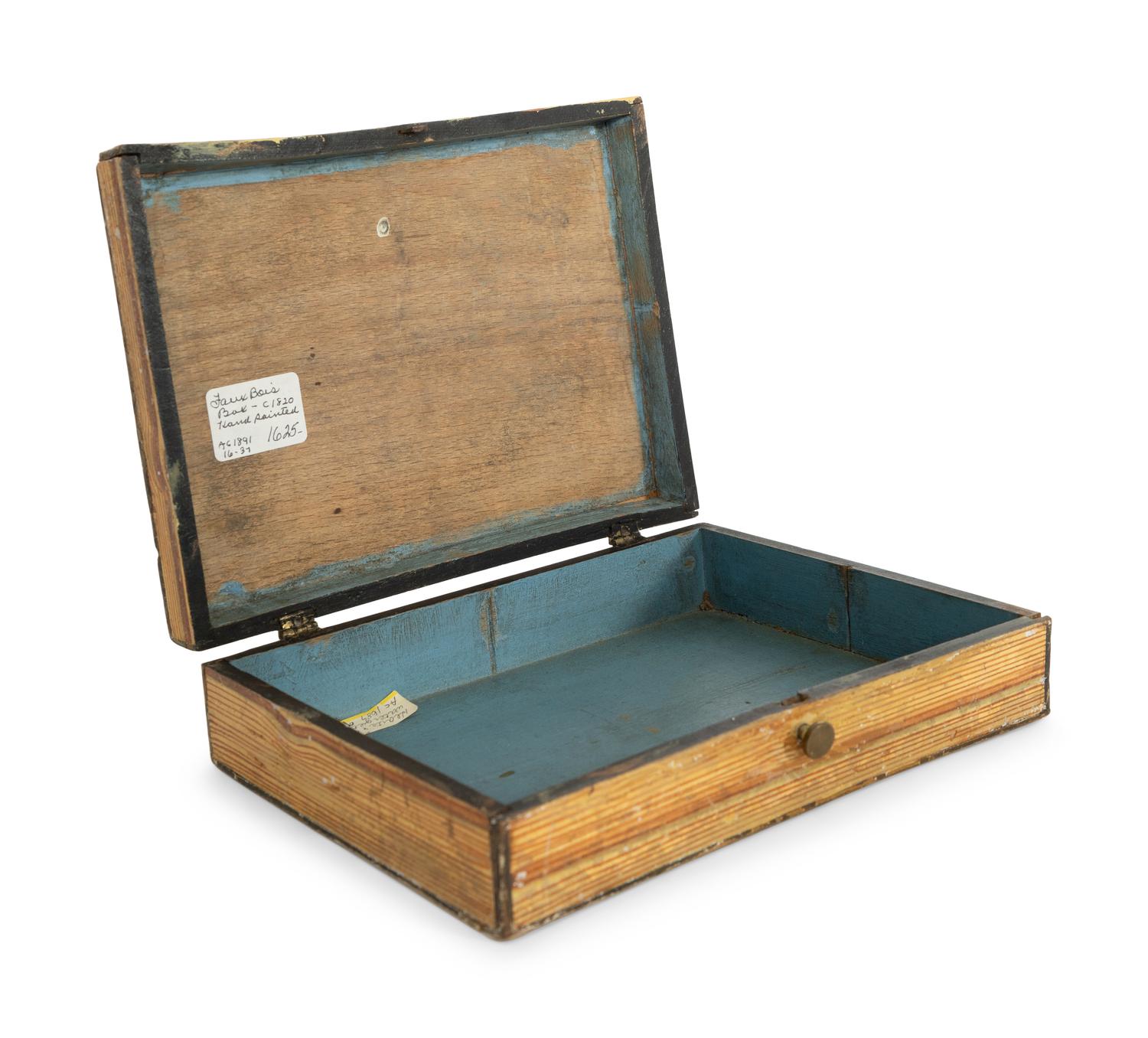 A French Faux Bois and Grisaille-Painted Box