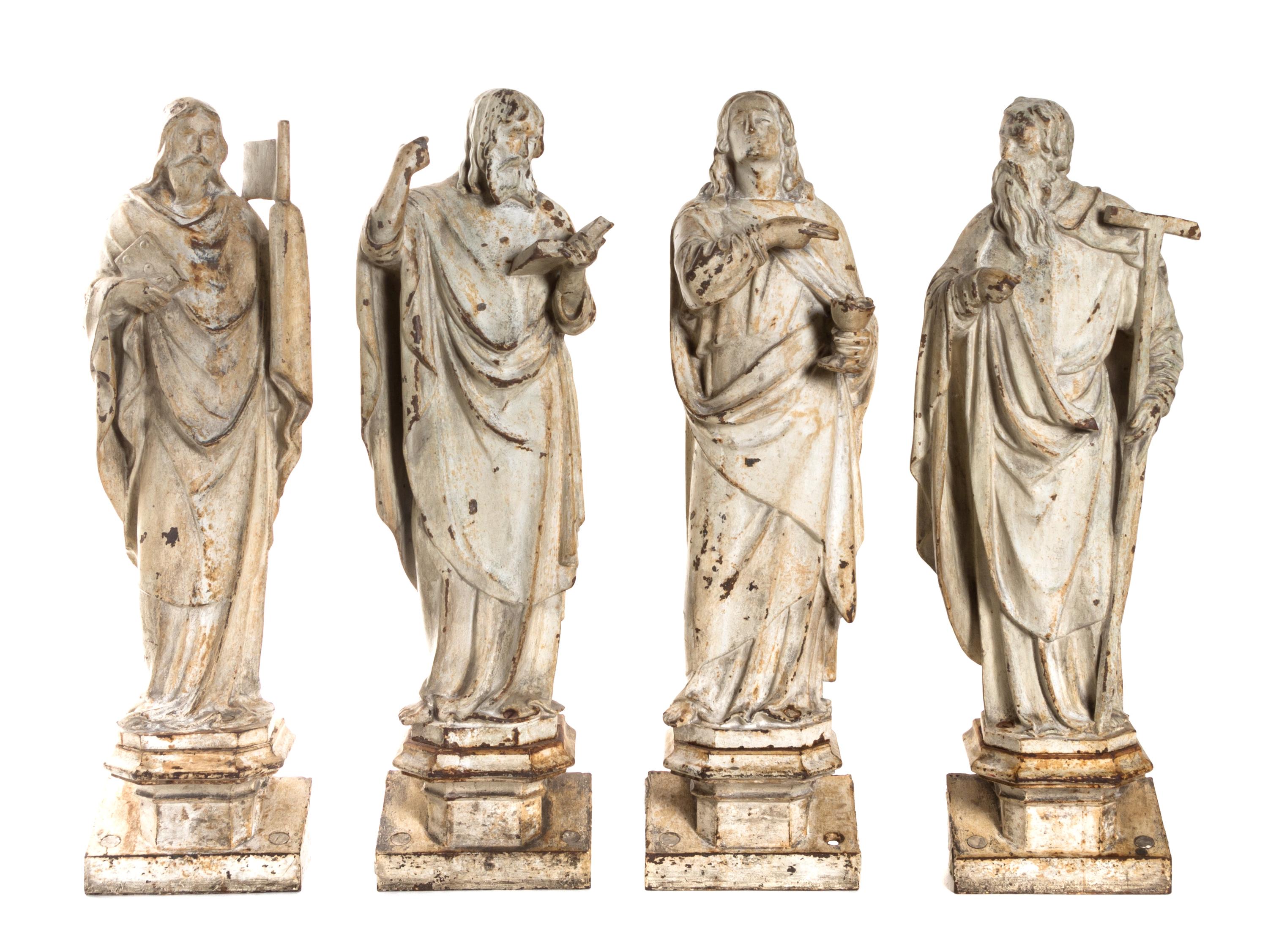 Four English Cast Iron Ecclesiastical Figures, Height of tallest 27 1/2 inches.