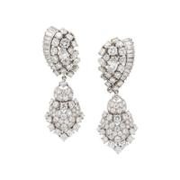 PLATINUM AND DIAMOND PENDANT EARRINGS