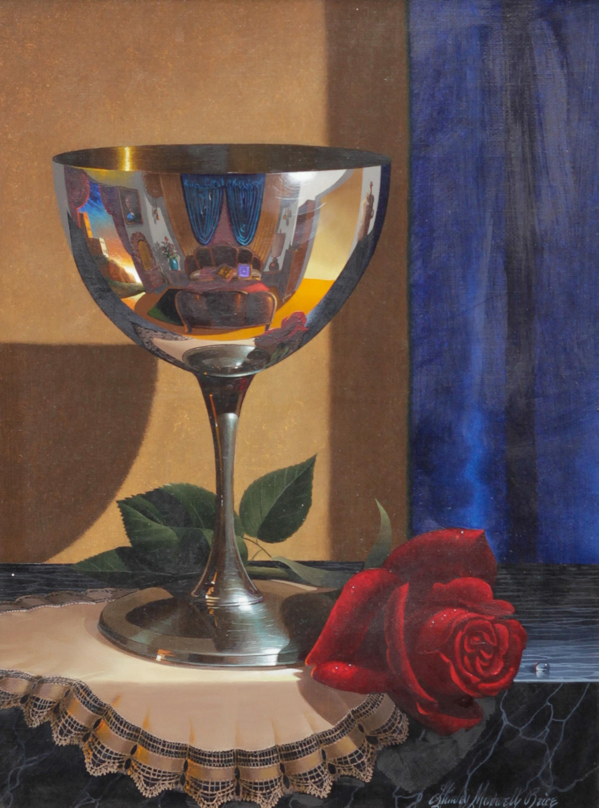 Stanley Maxwell Brice, (American, b. 1936), Untitled (Still Life with Silver Chalice and Red Rose), c. 1980