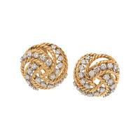 BOUCHERON, YELLOW GOLD, PLATINUM AND DIAMOND EARCLIPS