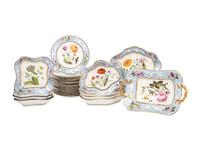 A Spode Pale Blue-Ground Botanical Porcelain Dessert Service