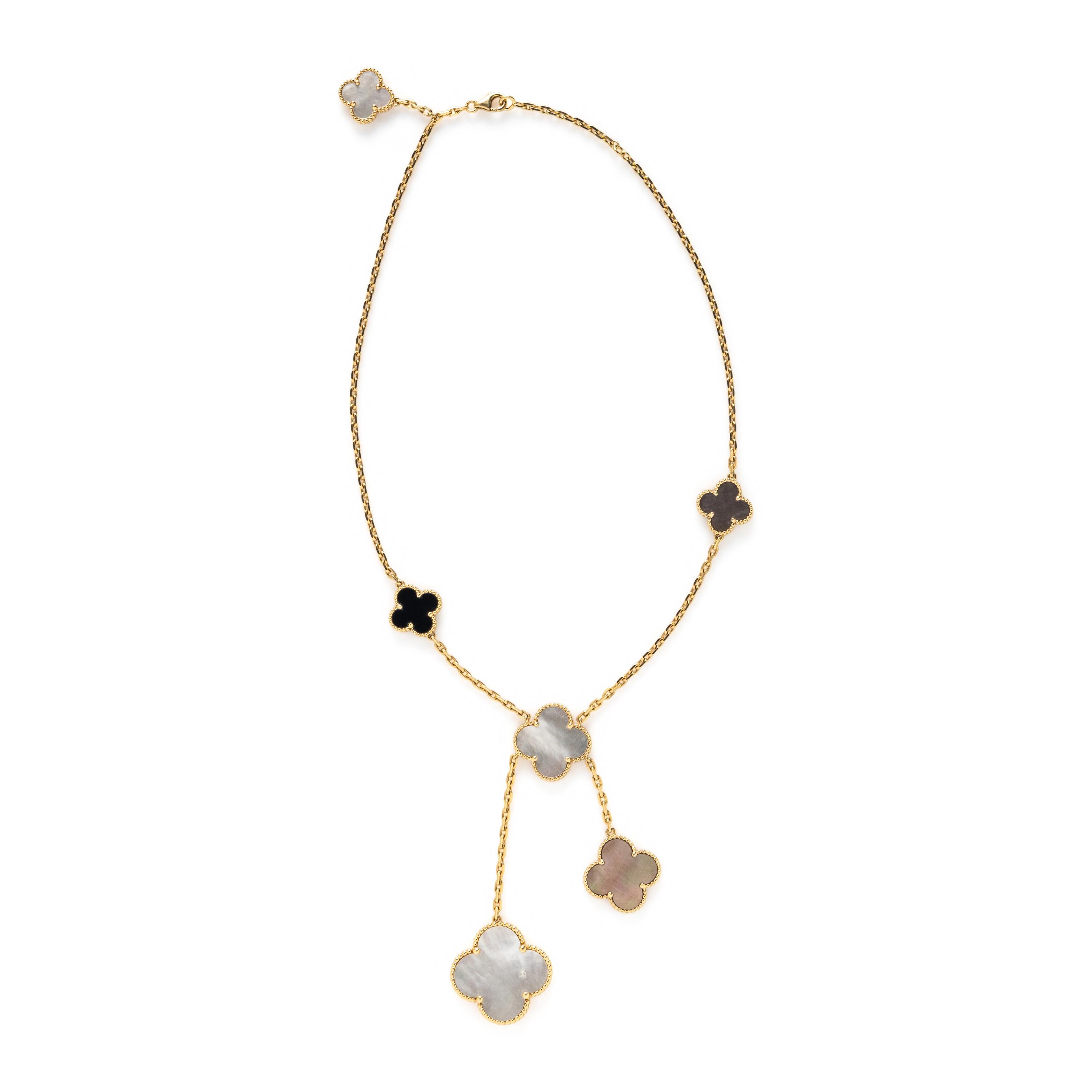 VAN CLEEF & ARPELS, ONYX AND MOTHER-OF-PEARL 'MAGIC ALHAMBRA' NECKLACE