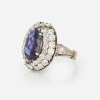 A Platinum, Iolite, and Diamond Ring
