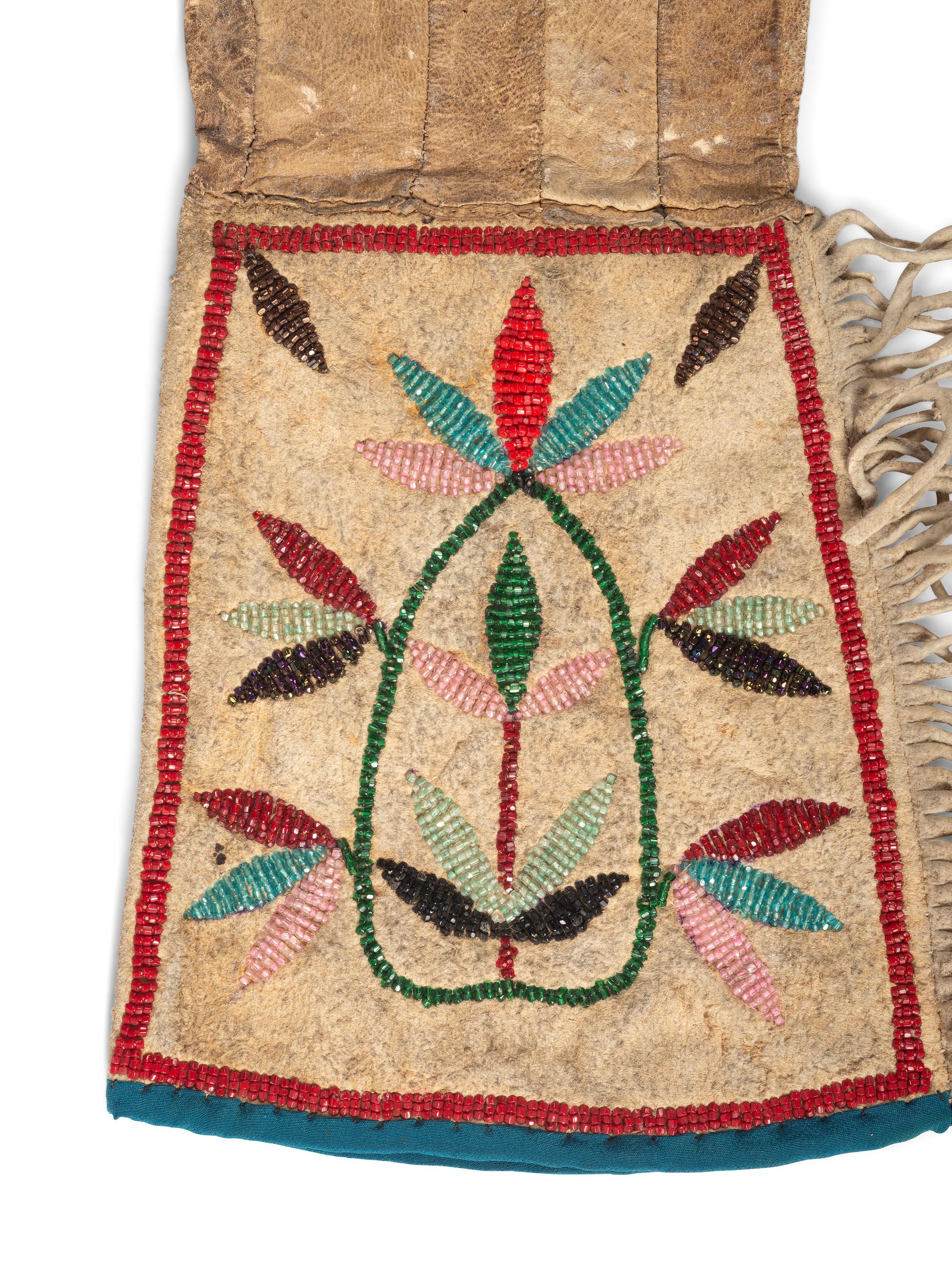 Santee Sioux Beaded Hide Gauntlets