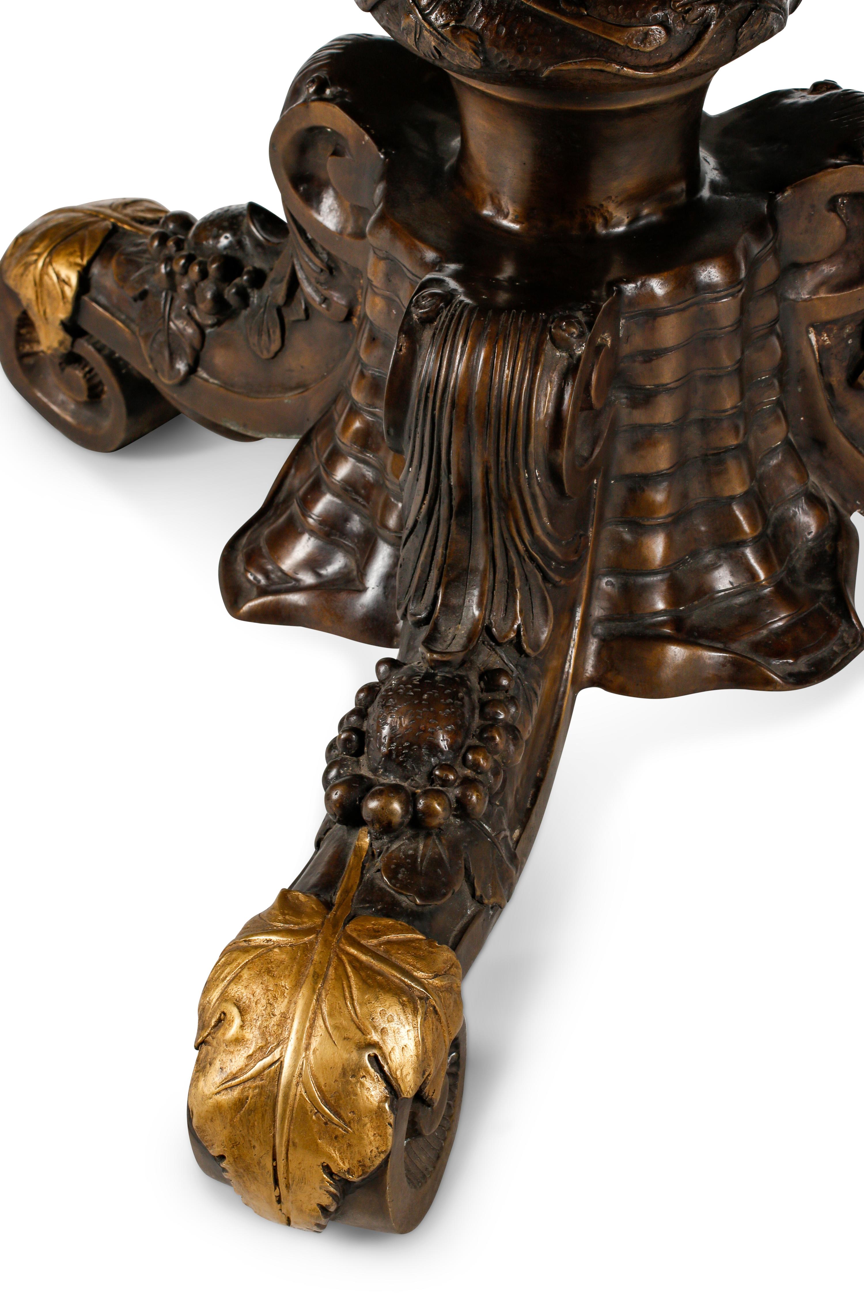 A Large Italian Pietra Dura Table Top on a Bronze Base