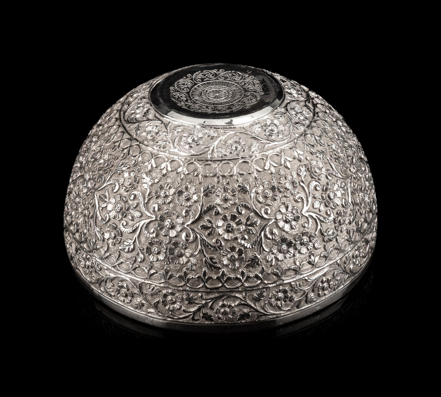 Four Indian Chased Silver Bowls