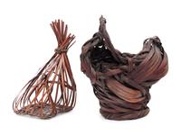 Two Japanese Ikebana Bamboo Flower Arranging Baskets