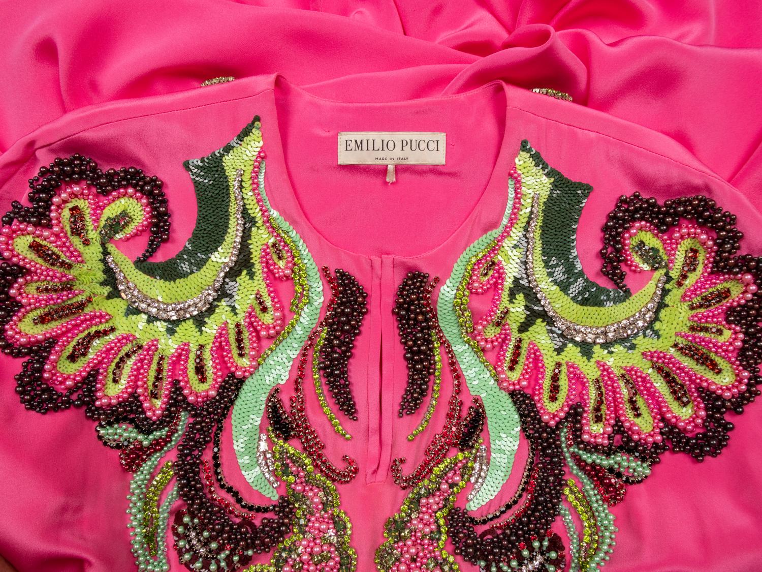 EMILIO PUCCI, PINK HEAVILY EMBELLISHED KAFTAN