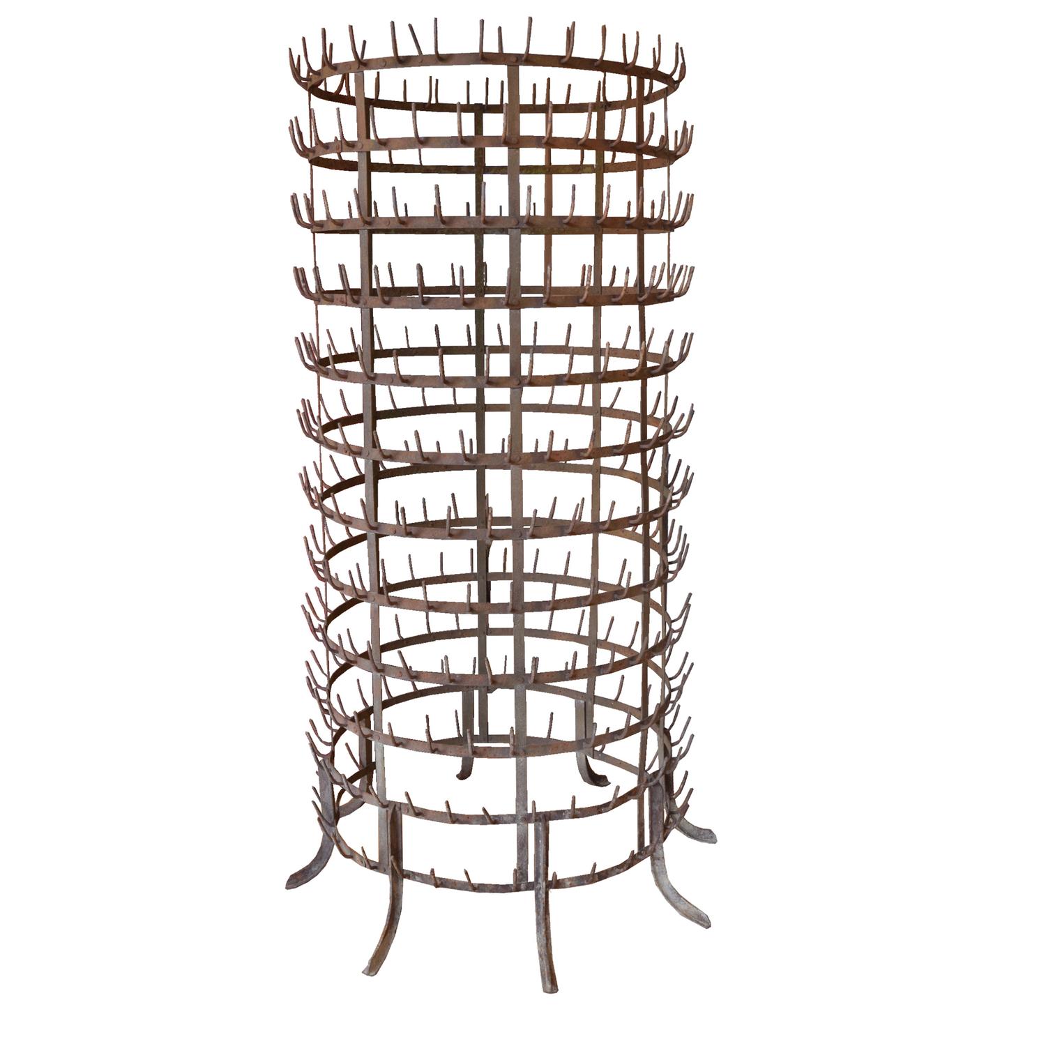 A Wrought Iron Bottle Rack 35" W x 35" D x 73" H — Italy, Circa 1920