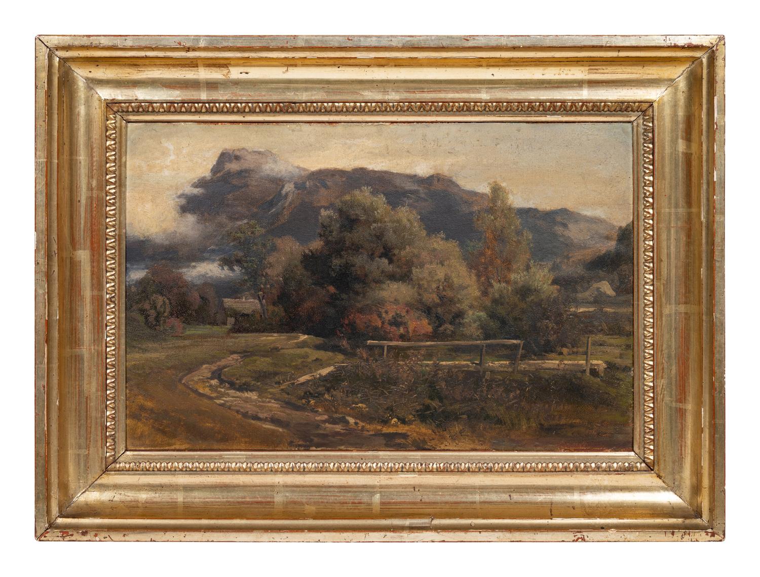 Country Scene with Cottage and Bridge , c. 1865-1875