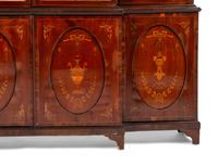 An English Mahogany and Marquetry Breakfront Bookcase