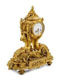 A Louis XV Style Gilt Bronze Mantel Clock