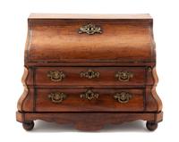 A Diminutive Dutch Oak and Mahogany Bureau Height 14 x width 19 x depth 9 1/2 inches. — 18TH/19TH CENTURY