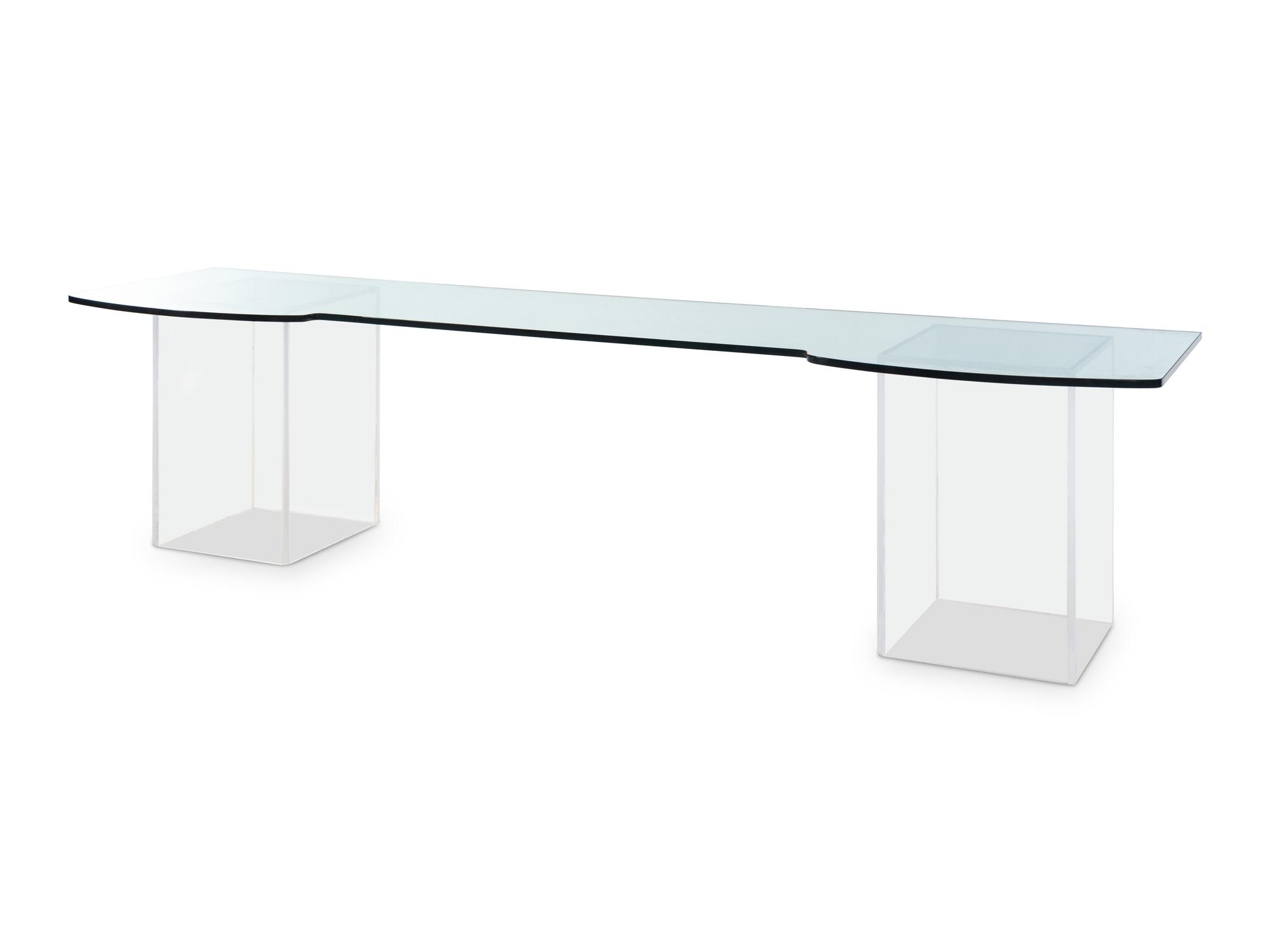 A Contemporary Lucite and Glass Console Table