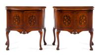 A Pair of Queen Anne Style Marquetry Cabinets Height 32 1/8 x width 33 1/4 x depth 16 3/8 inches. — MID-20TH CENTURY