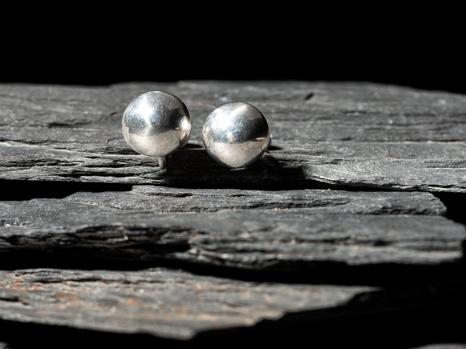 Silver Domed Screwback Earrings