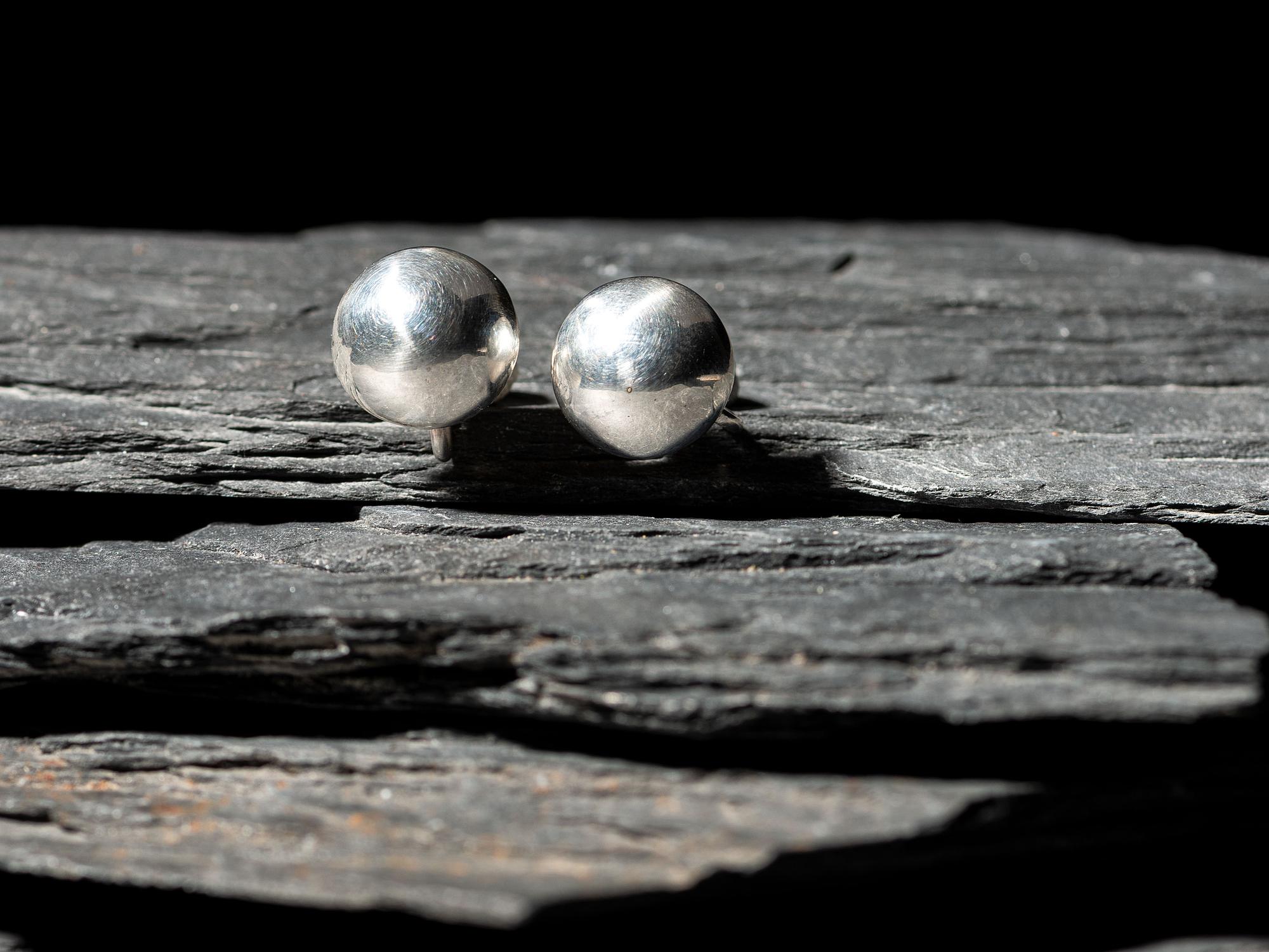 Silver Domed Screwback Earrings