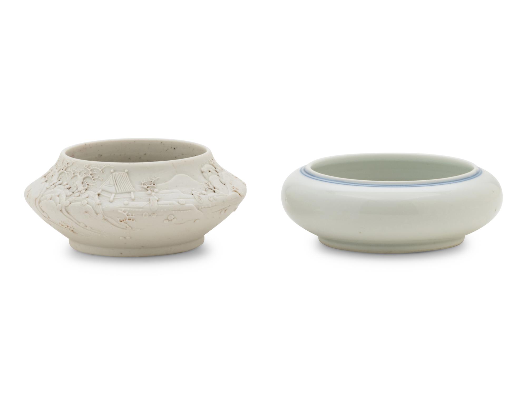 Two Chinese White Porcelain Brush Washers
