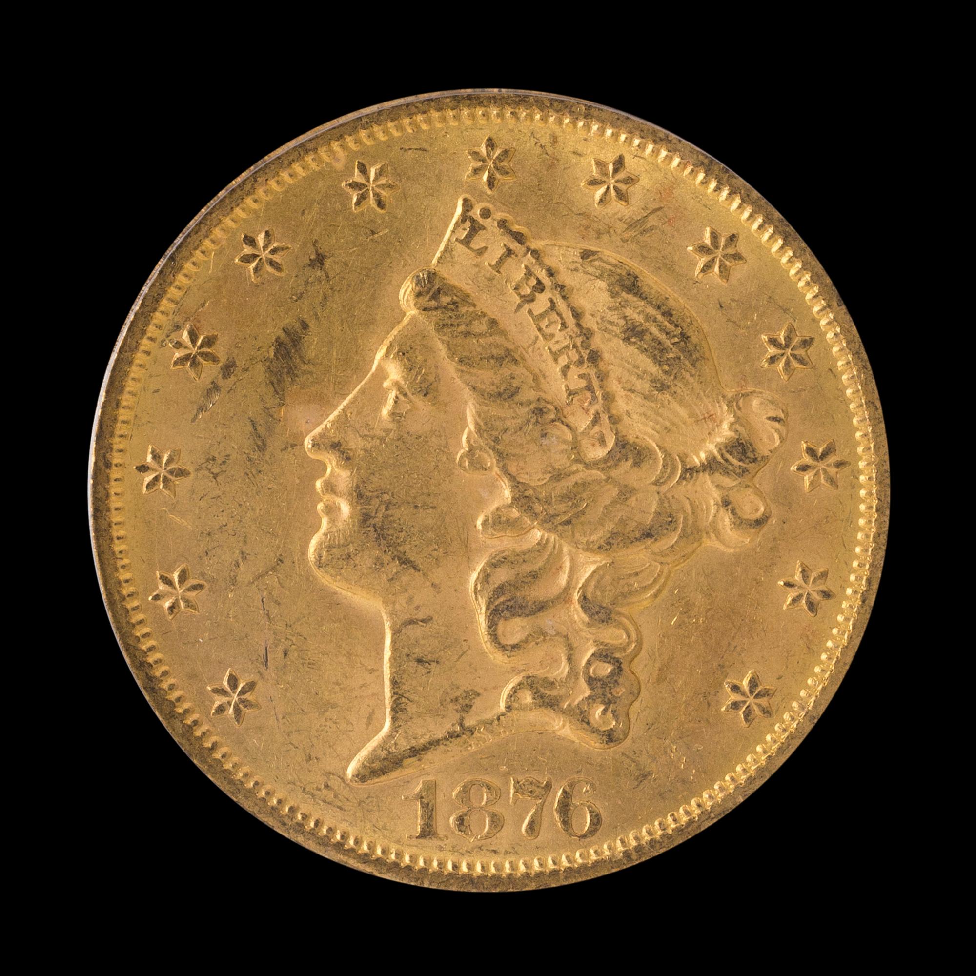 A United States 1876-CC Liberty Head $20 Gold Coin