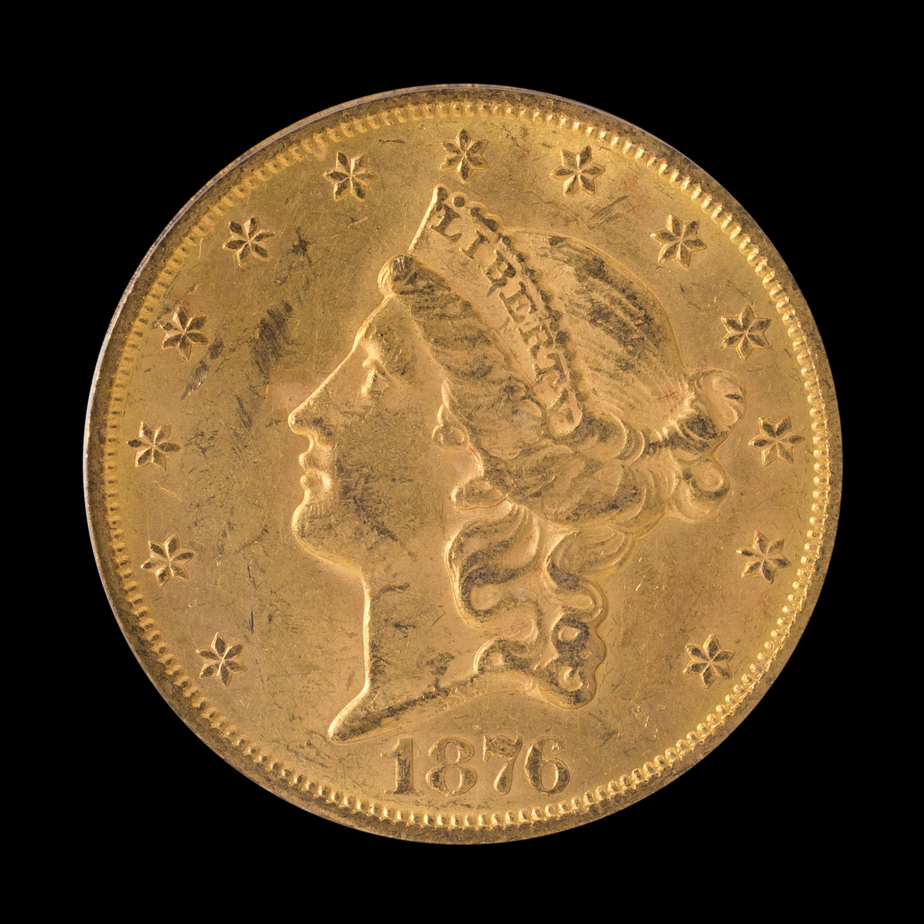 A United States 1876-CC Liberty Head $20 Gold Coin