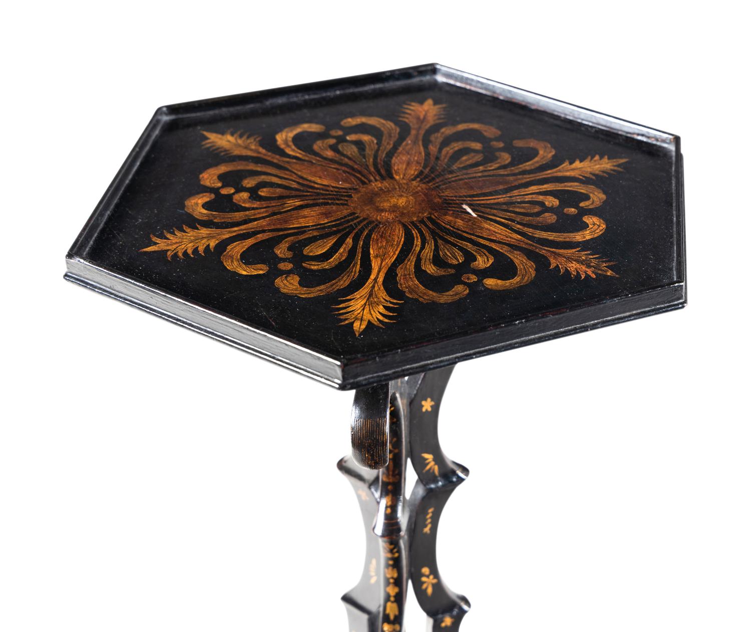 A George III Black and Gilt-Japanned Tripod Stand