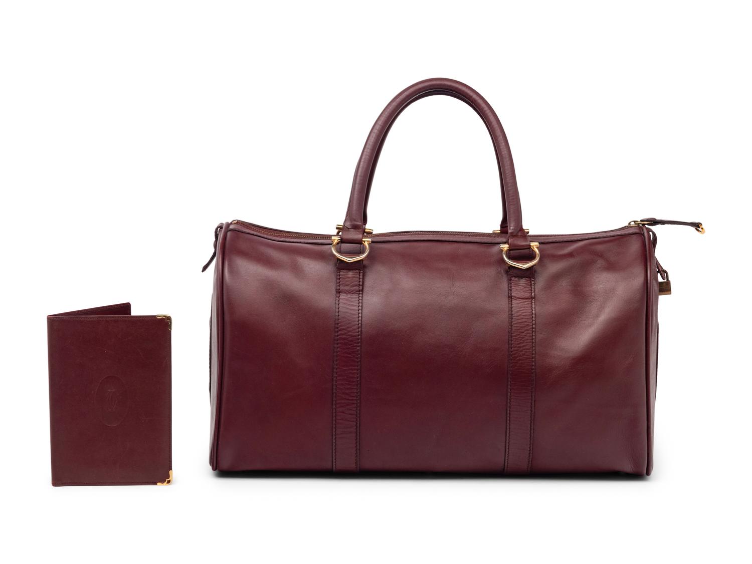 Cartier Travel Bag and Wallet in Burgundy Leather