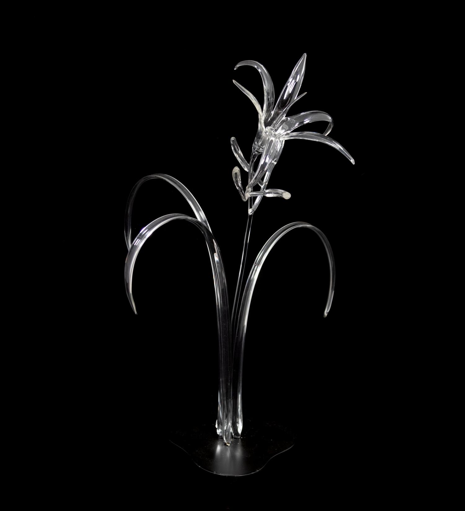 A Glass Flower and Faux Floral Arrangement