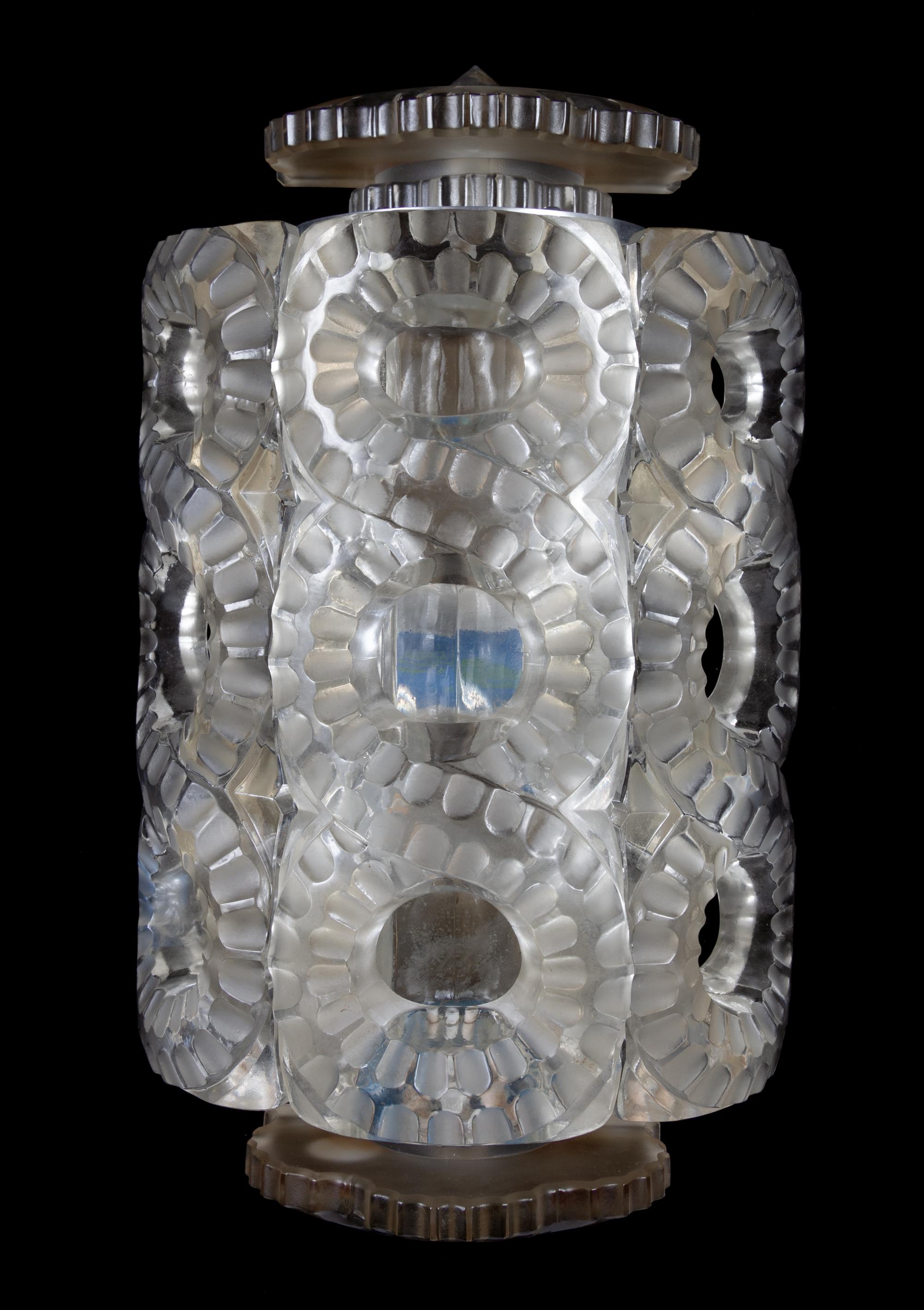 A Molded Glass Seville Sconce, Attributed to Lalique
