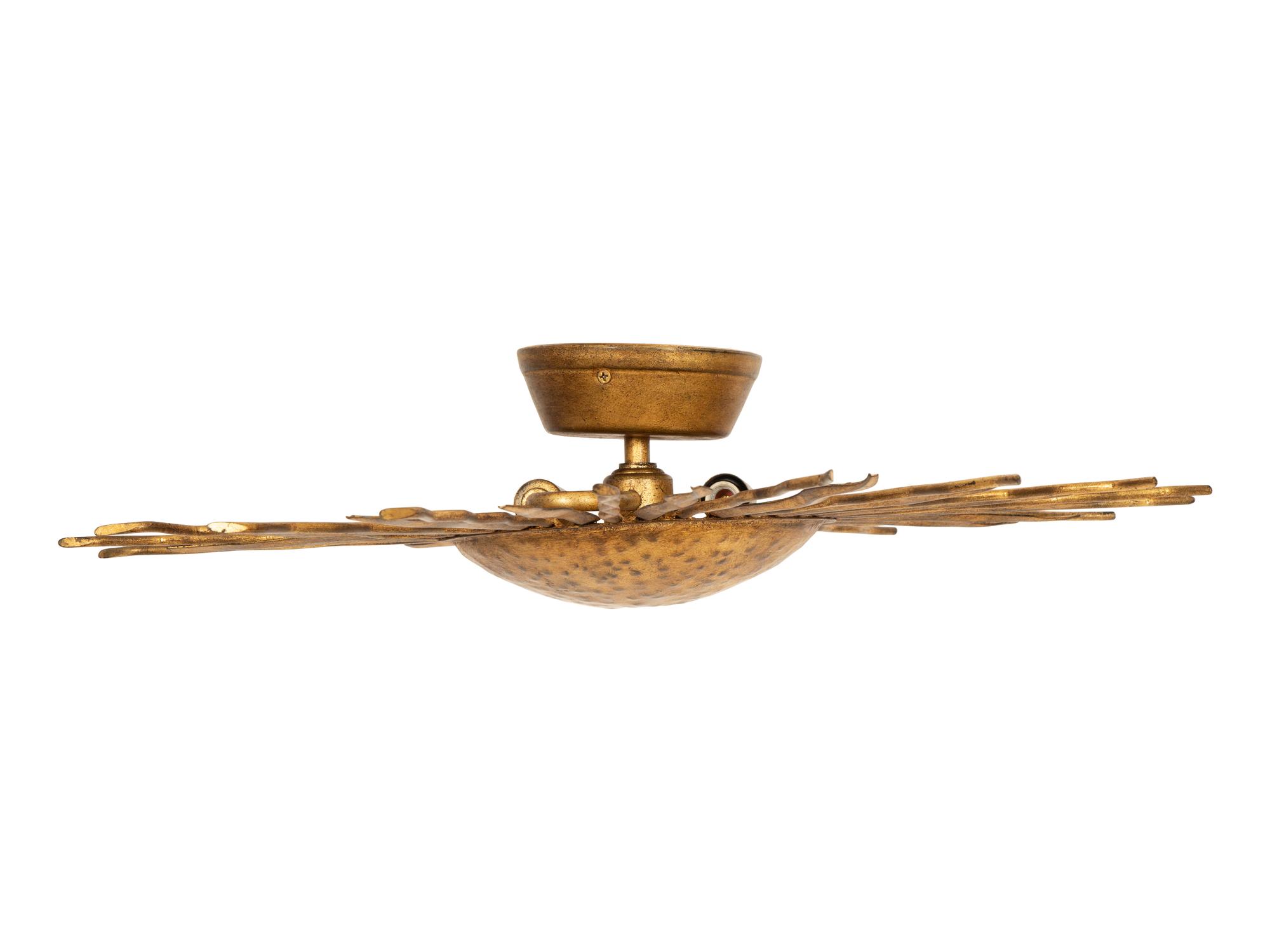 A Gilt Metal Sunburst Ceiling Fixture