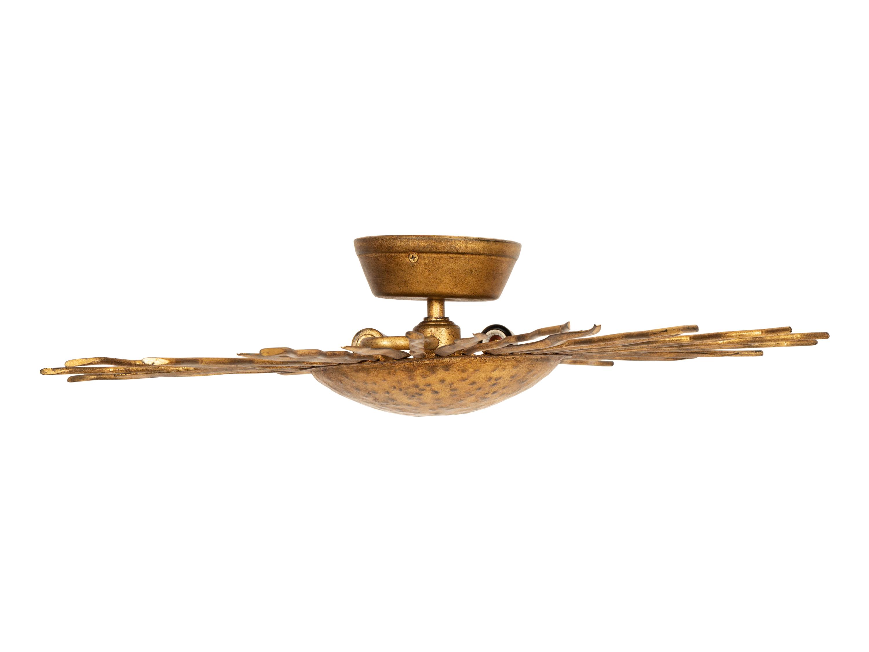 A Gilt Metal Sunburst Ceiling Fixture